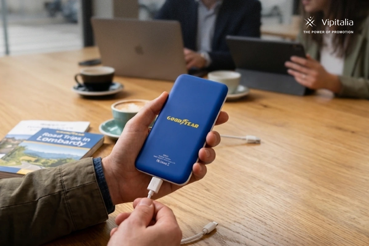 Merchandising goodyear powerbank made by Vipitalia Milano