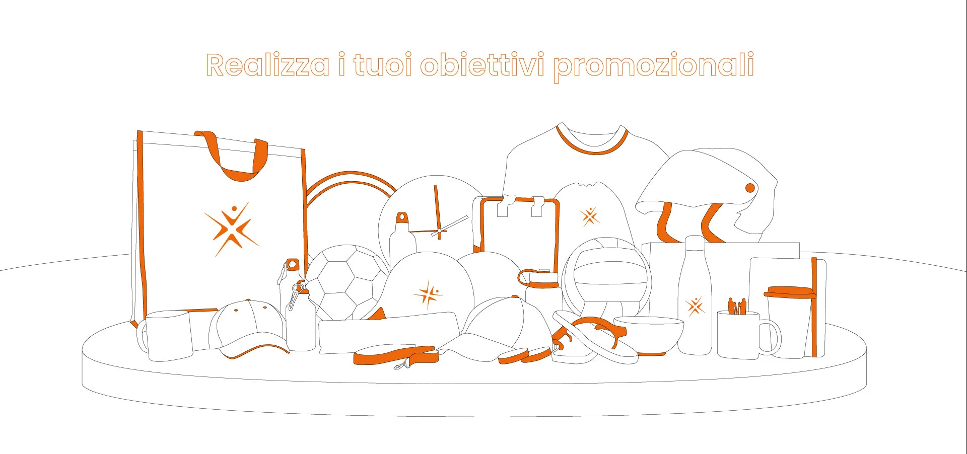 Gadget aziendali e articoli promozionali realizzati per grandi aziende da Vipitalia su un piedistallo