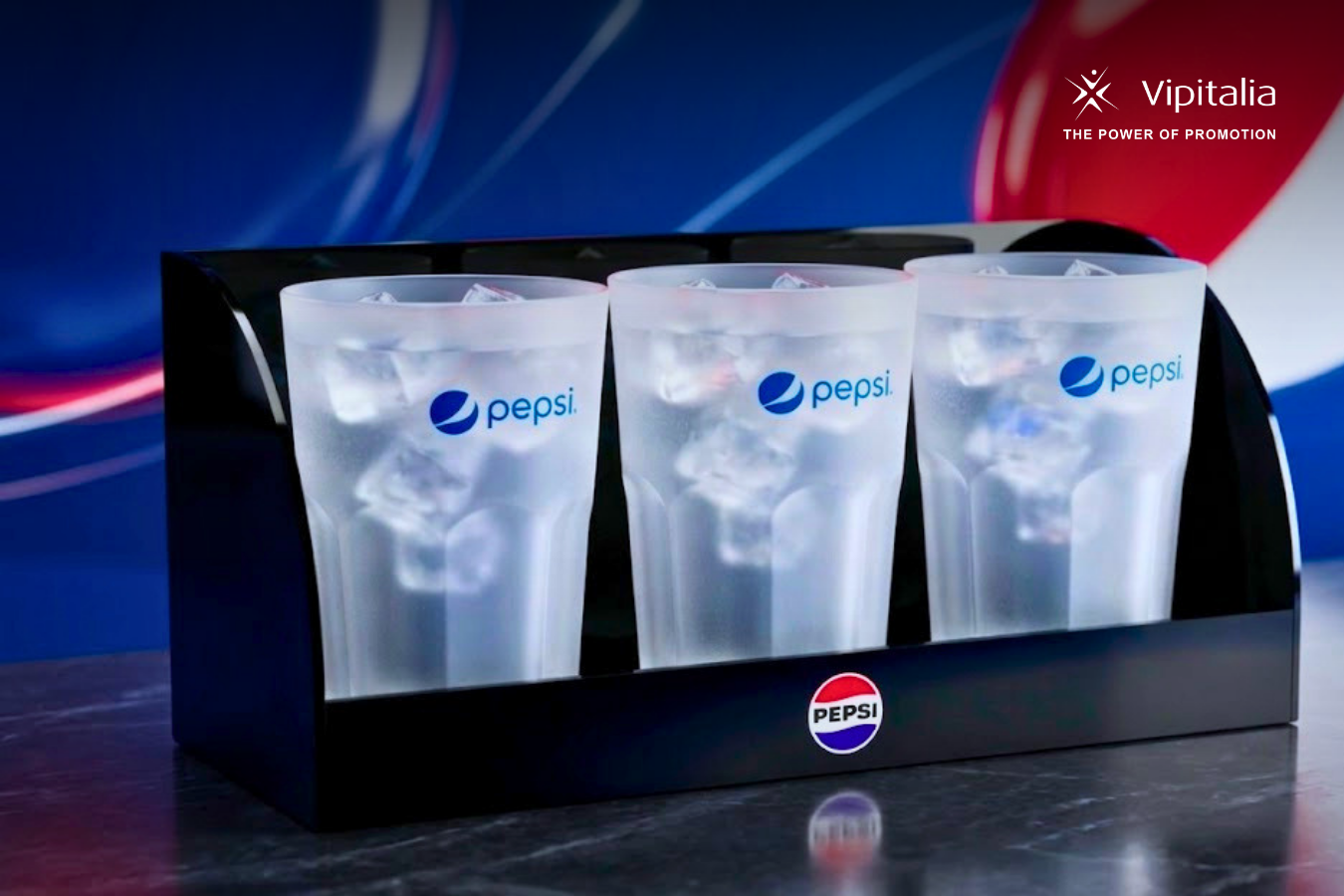 pepsi themed glass holder made for pepsico by Vipitalia