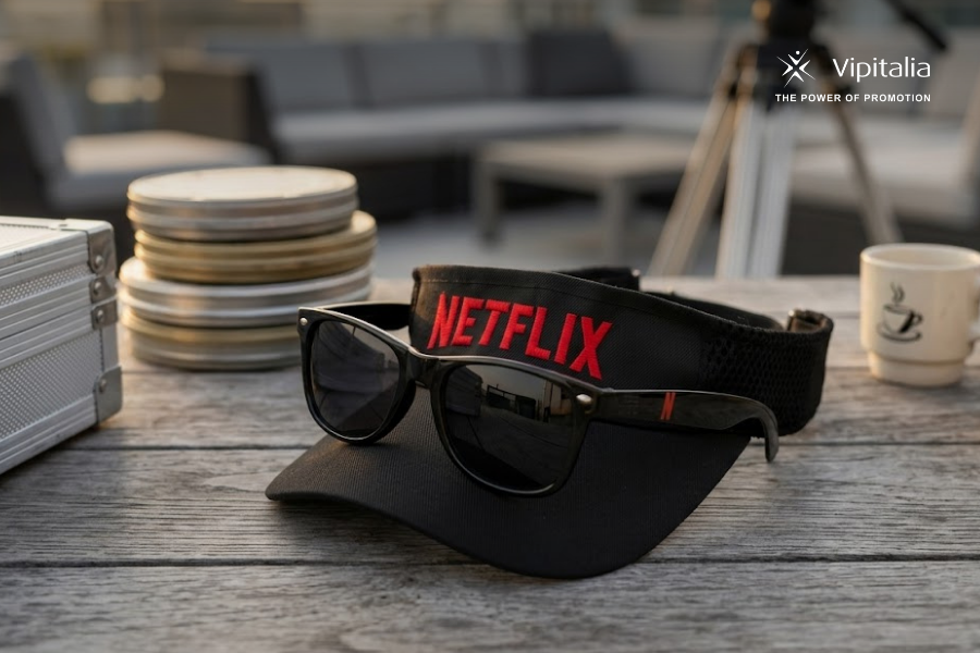 merchandising_netflix_vipitalia_occhiali A Netflix themed sunglass and sun visor, realized by Vipitalia