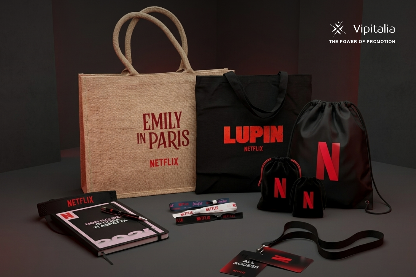 merchandising_netflix_vipitalia_varie Netflix themed merchandising products, realized by Vipitalia