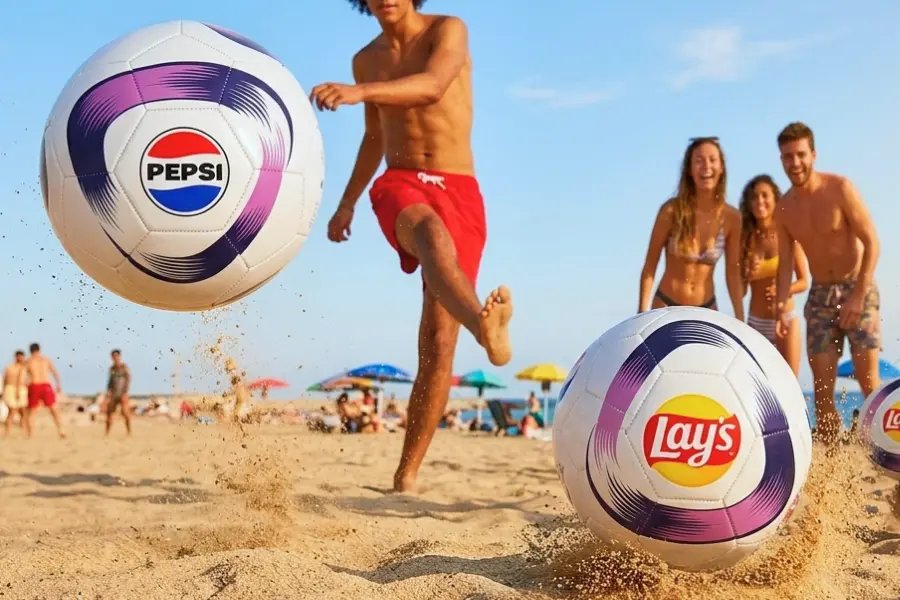 football with pepsico and lays branding, made by vipitalia
